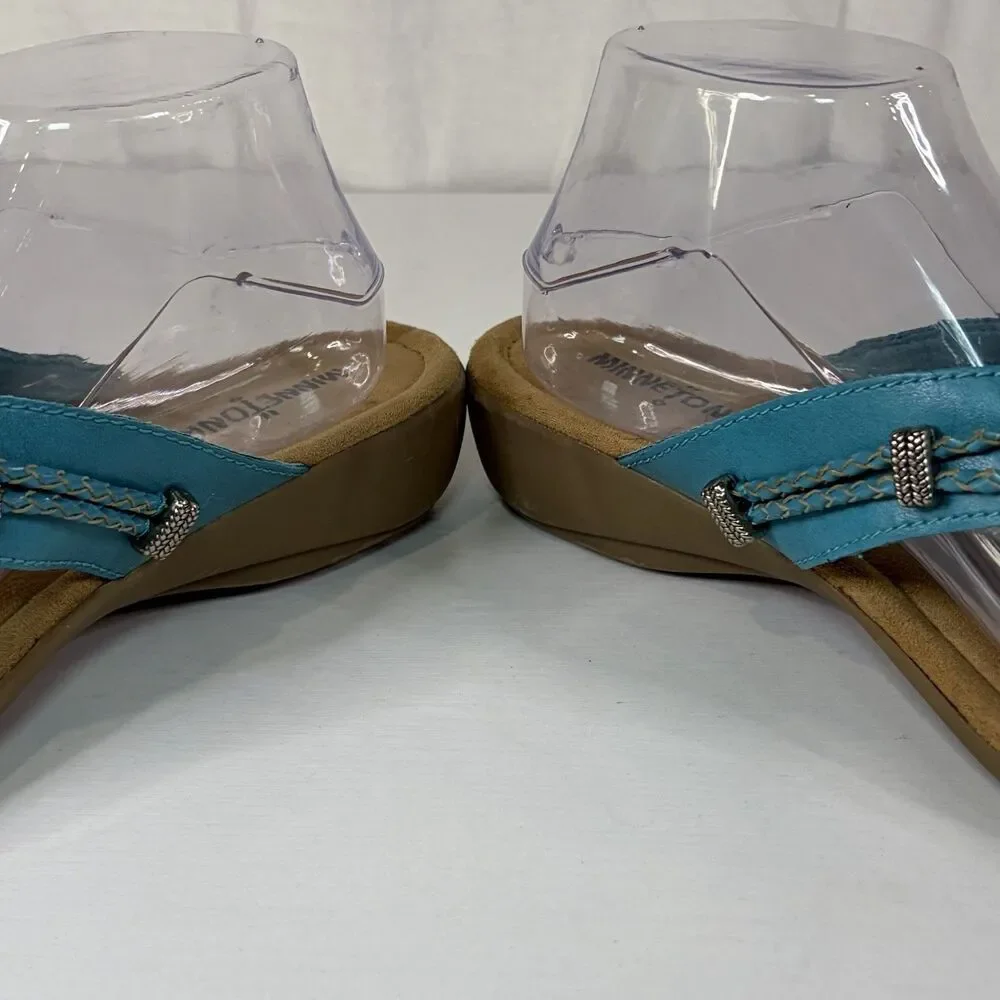 Minnetonka Silverthorne 360 Womens Turquoise Flip-Flops Sandals Beads Shoes 9